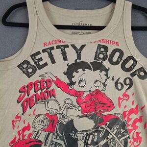 Fleischer Studios Betty Boop Tank Top Womens Large Tan Cropped Speed Demon Moto